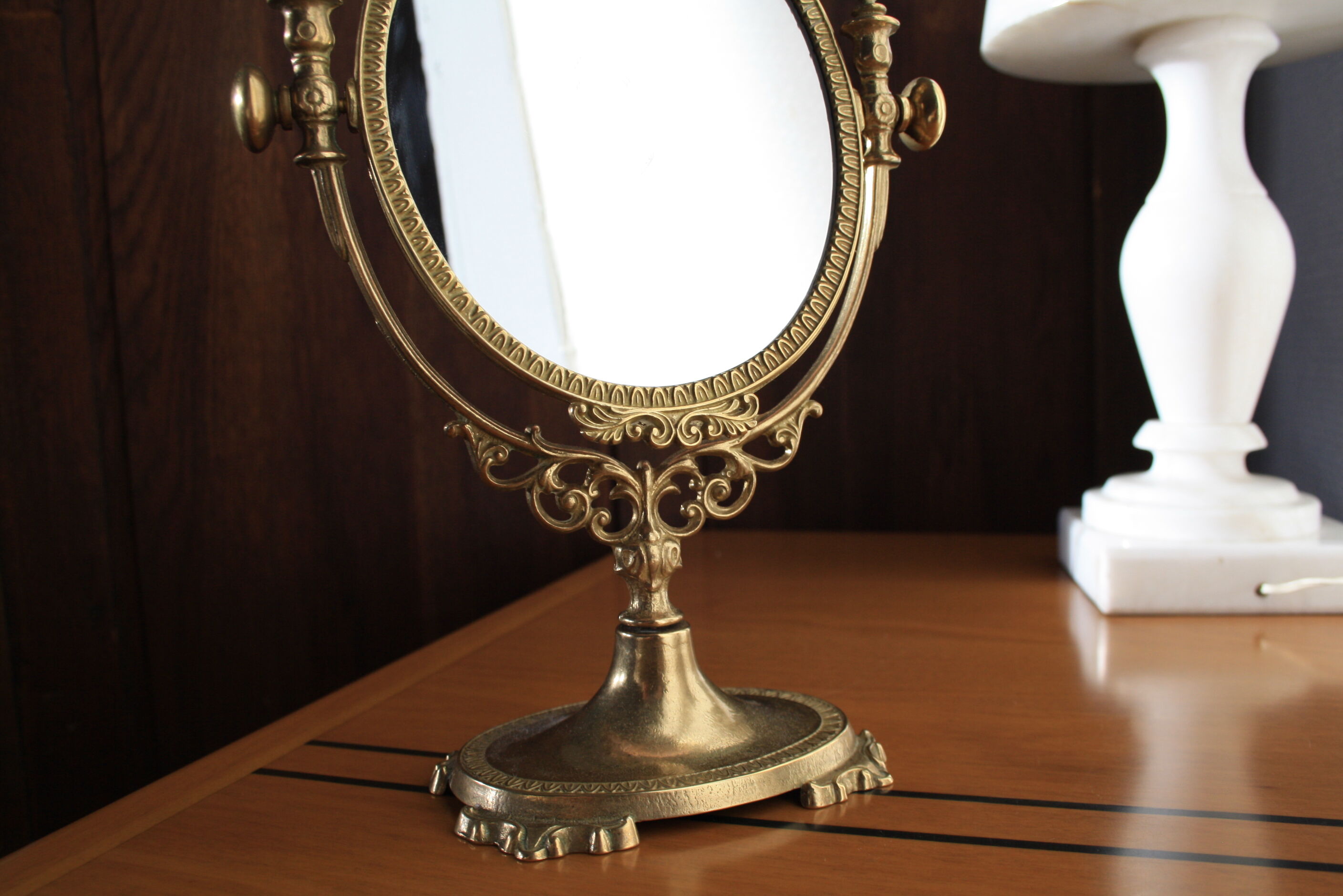 Miroir de table psyché laiton doré, 18x27cm