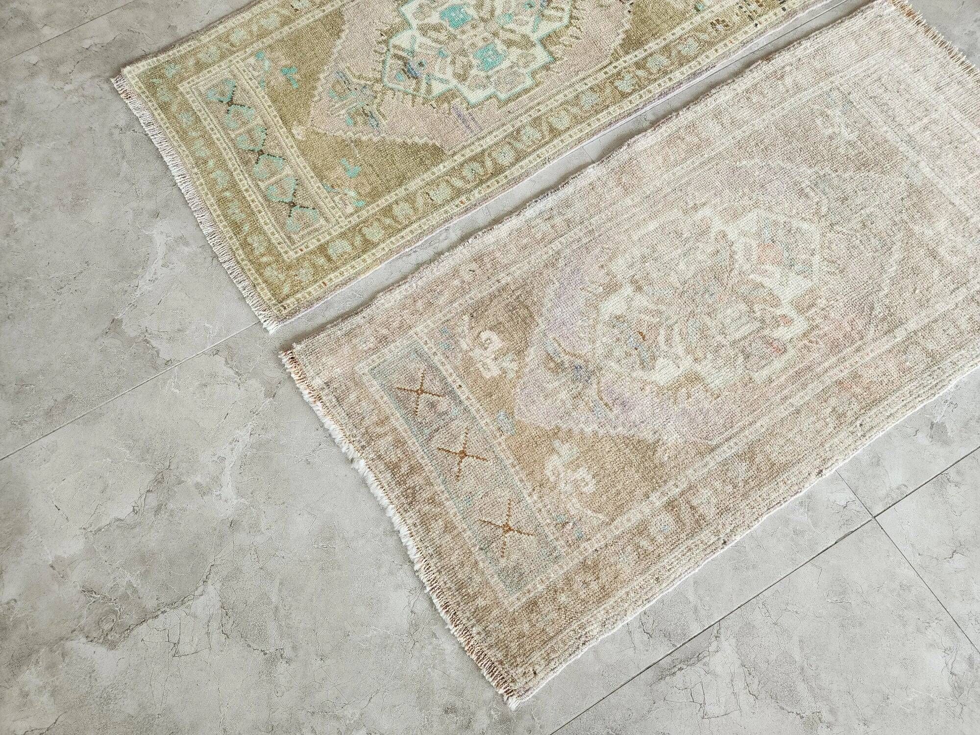 Set of 2 vintage handmade Turkish rugs 50x99 cm