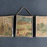Miniature triptych mirror, illustration of the 1900 World's Fair