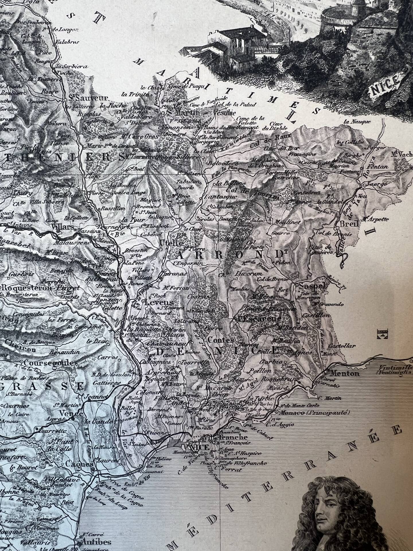 Map of the Alpes-Maritimes - Massena and Cassini, 27x31cm