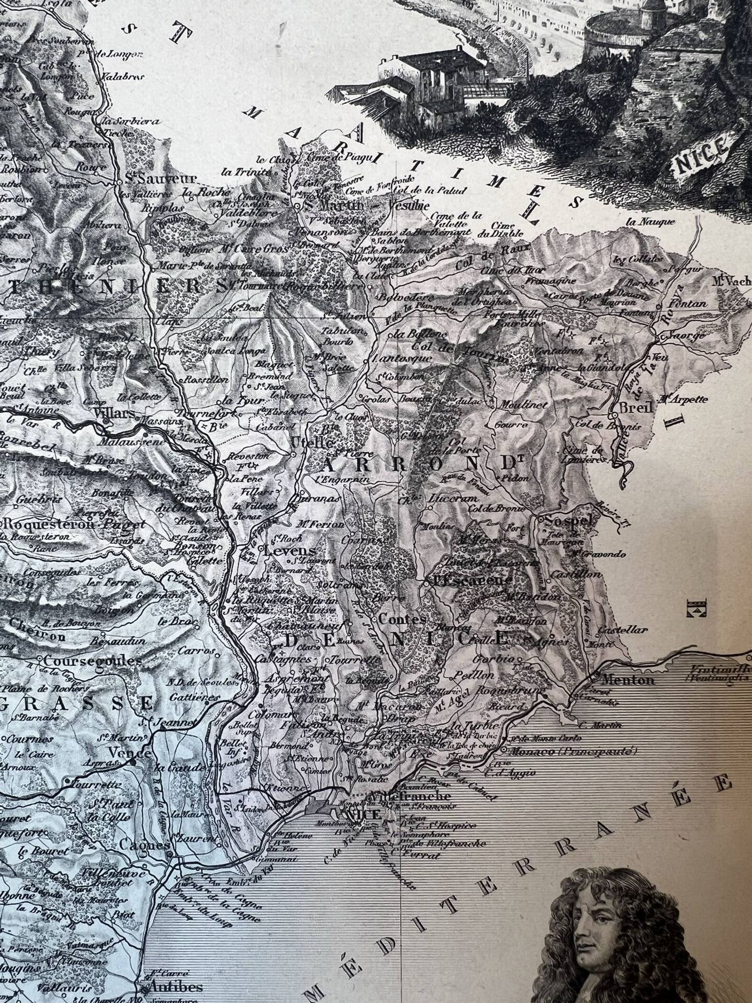 Map of the Alpes-Maritimes - Massena and Cassini, 27x31cm