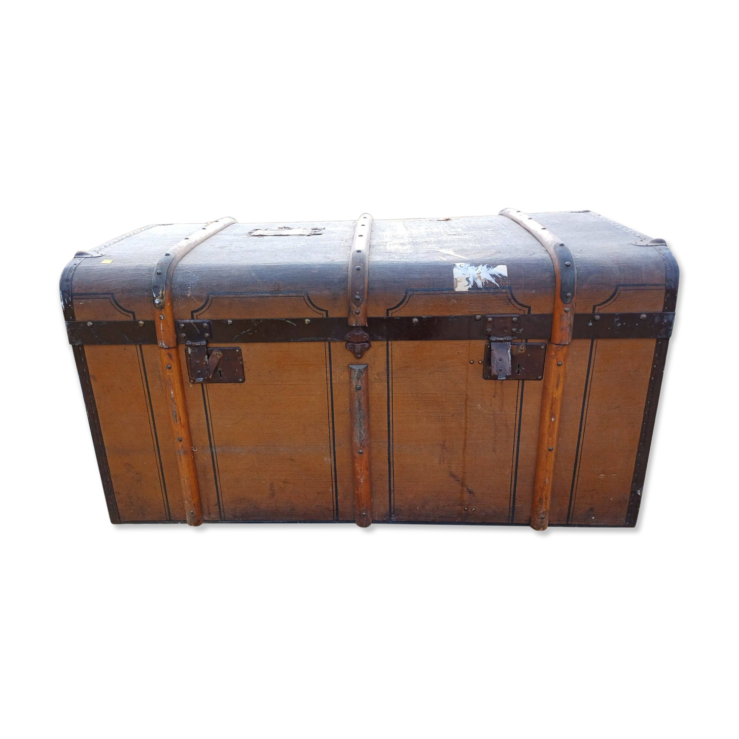 Old wooden travel trunk