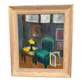 Original Swedish Oil on Canvas – “Motljus i ateljén” by Ulla Borgström