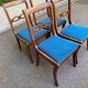 4 solid wood dining chairs with blue velvet fabric