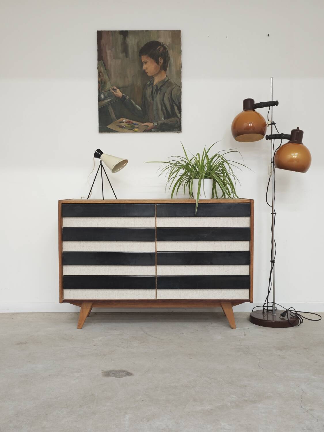 Wooden commode U 453 black and white by Jiri Jiroutek for Intérier Praha