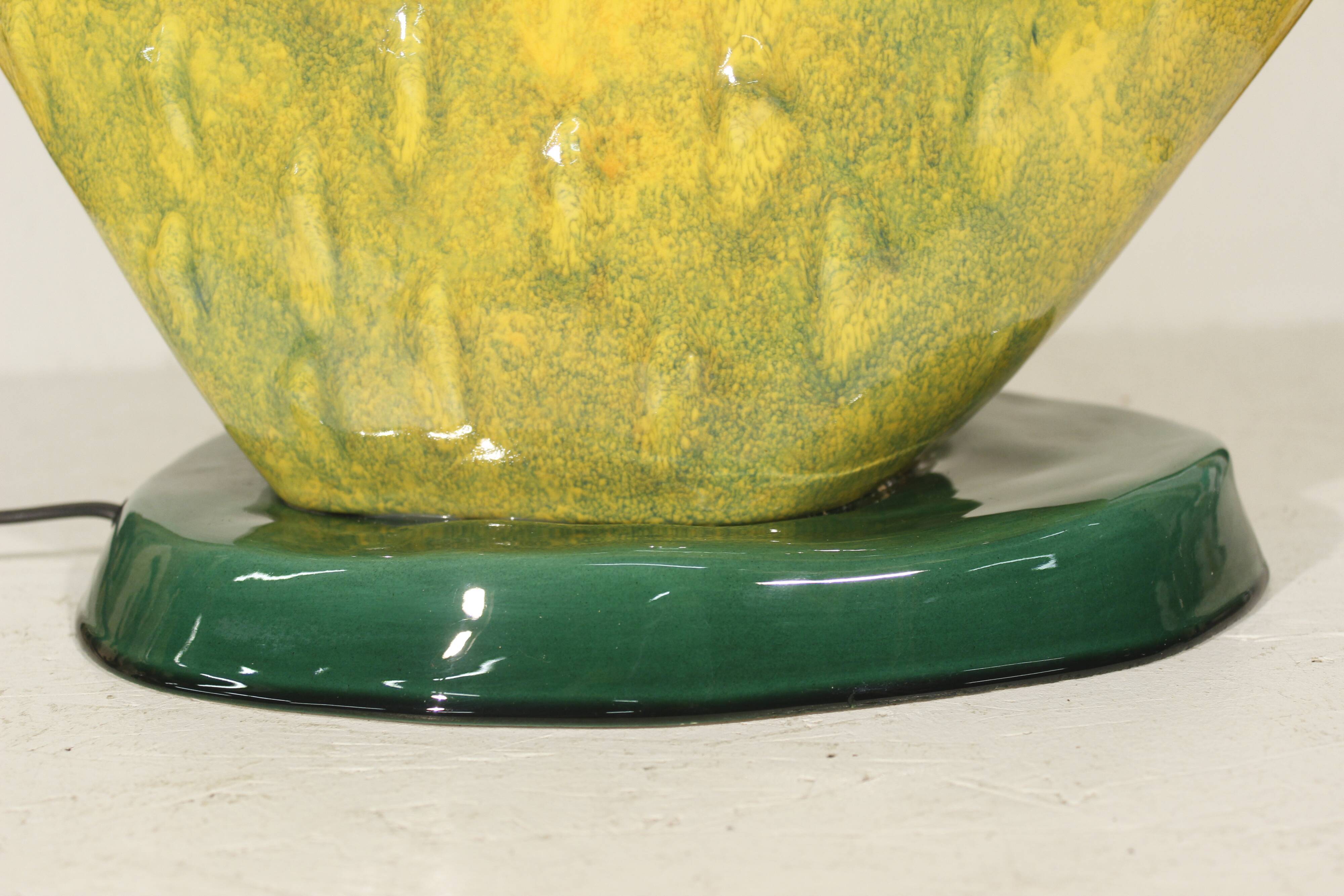 Ceramic cactus lamp by François Chatain, France 1990s