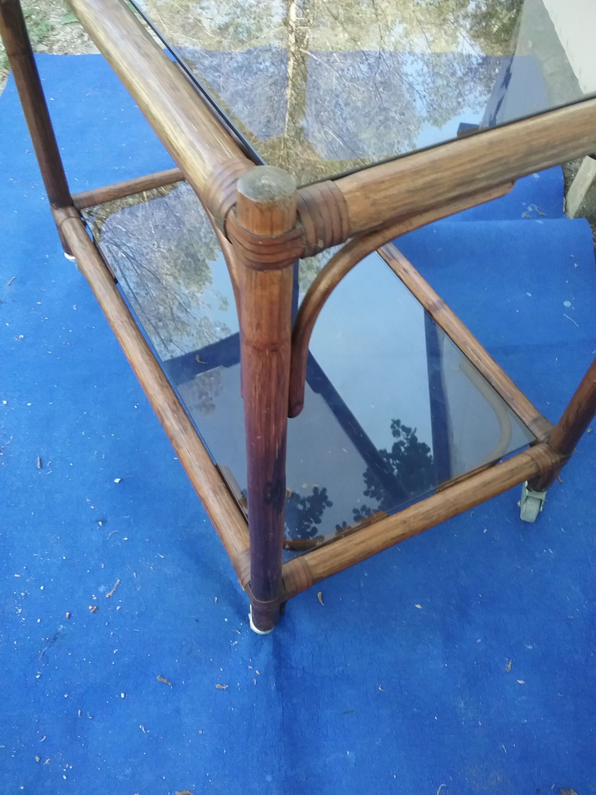 Vintage bamboo rolling trolley