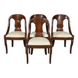 Set of 4 Gondola Chairs in Mahogany, Restoration period – Part 1, 19th century