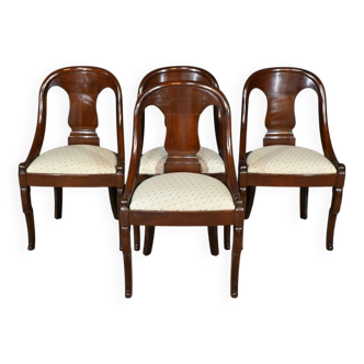 Suite de 4 Chaises Gondole en Acajou, époque Restauration – 1ère Partie XIX
