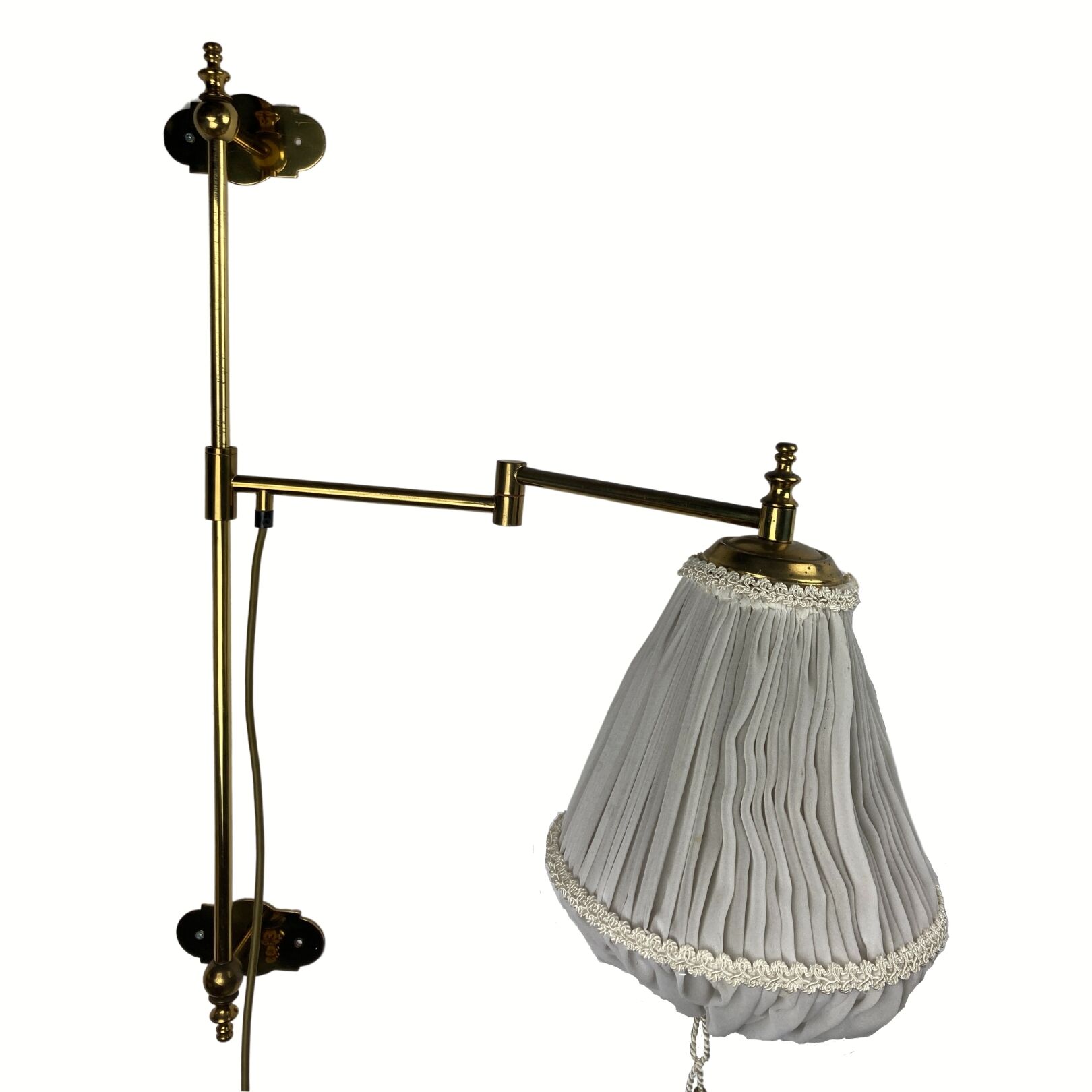 Brass art deco swivel arc wall lamp