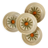 Vintage dessert plates, hand painted flower pattern