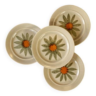 Vintage dessert plates, hand painted flower pattern