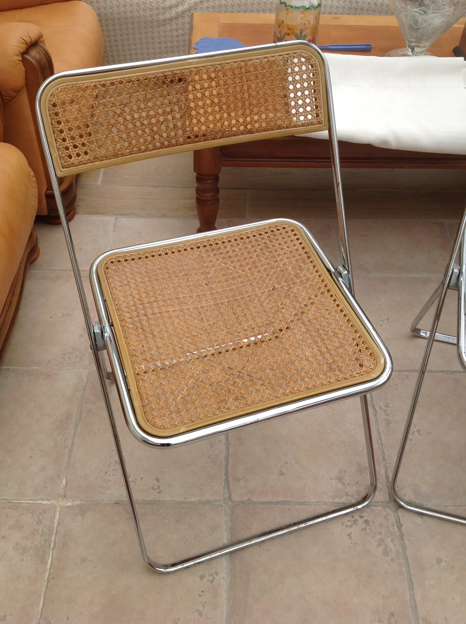 Pair of folding chairs made in Italy