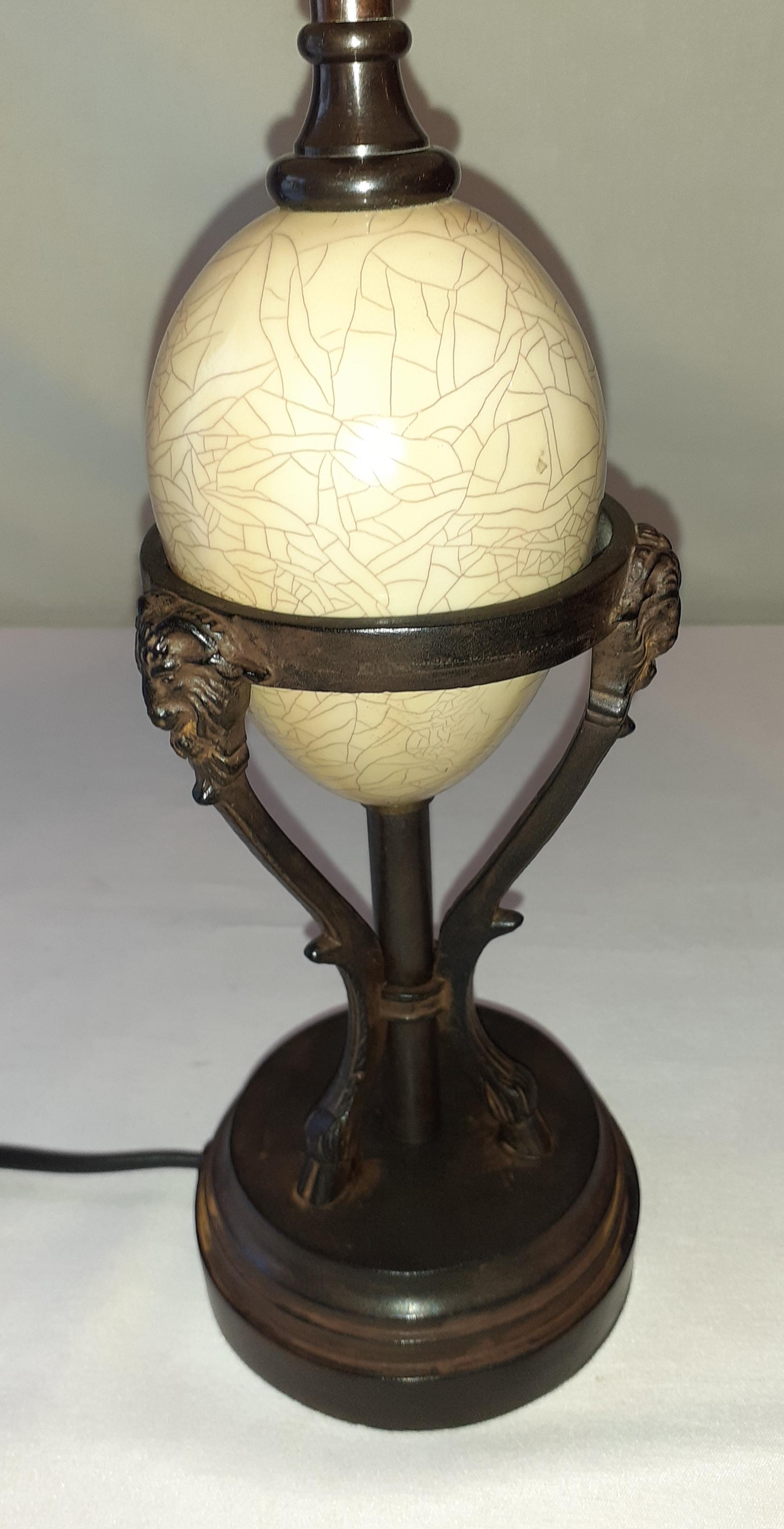 Vintage ostrich egg lamp