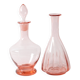Pair of Rare Vintage Pink Glass Decanters / Empoli / Italy / 1930s