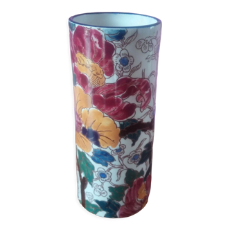 Vase soliflore in earthenware of Gien decoration Mauves 1940