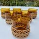 Set de 6 verres ambrés et rotin