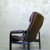 Mid-century Finnish leather lounge chair by Oy BJ Dahlqvist for BD Furniture, 1960s