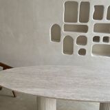 Calypso oval dining table - 150x90 - natural travertine