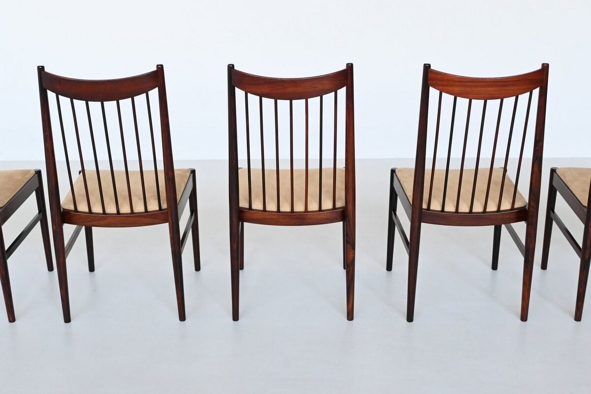 Helge Sibast set of six dining chairs in rosewood Denmark 1960
