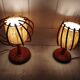Pair of Louis Sognot rattan bedside lamps