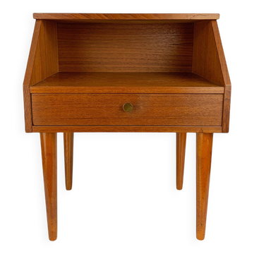 Teak bedside table with shelf and drawer, Denmark 1960s
