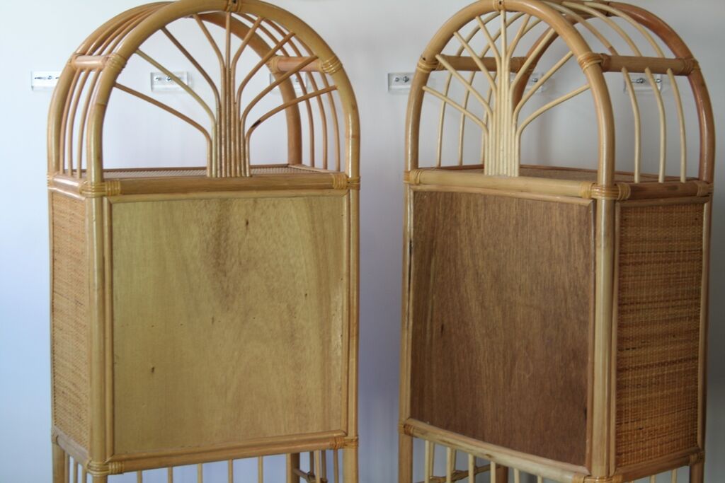 Vintage rattan bookcase 1970
