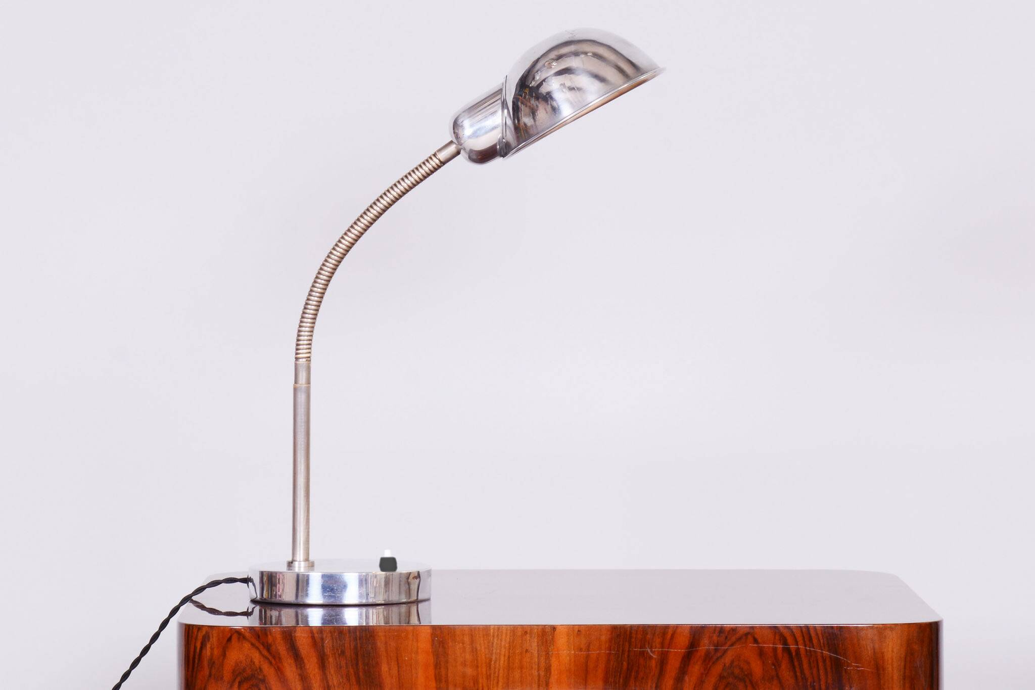 Restored Bauhaus Table Lamp, New Electrification, Chrome, Czech, 1930s