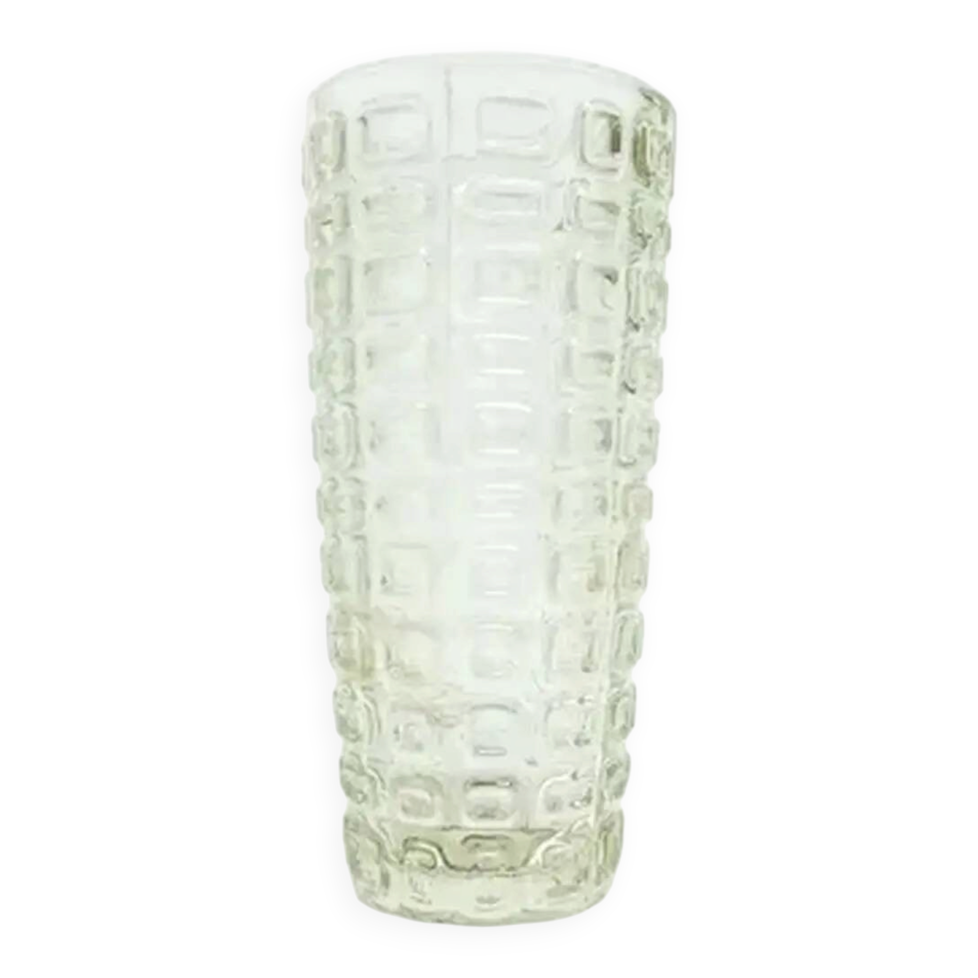 Vulkany vase, mid-century modern, olive soda glass, designed by J.S. Drost, Poland, 1970s