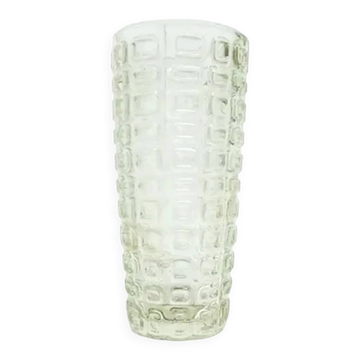 Vulkany vase, mid-century modern, olive soda glass, designed by J.S. Drost, Poland, 1970s