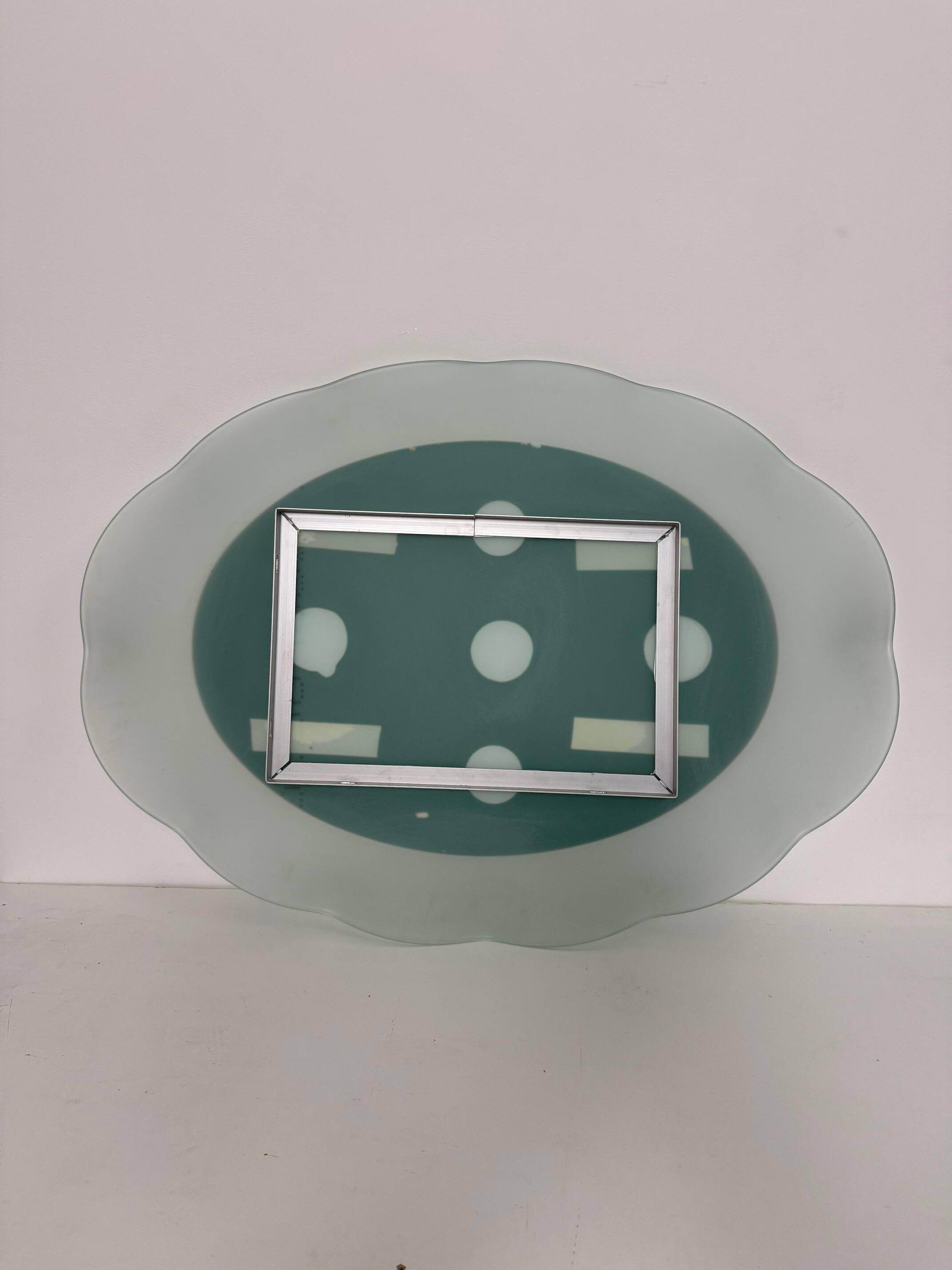 Vintage 1980s Italian Glass Wall Mirror in the style of Nanda Vigo