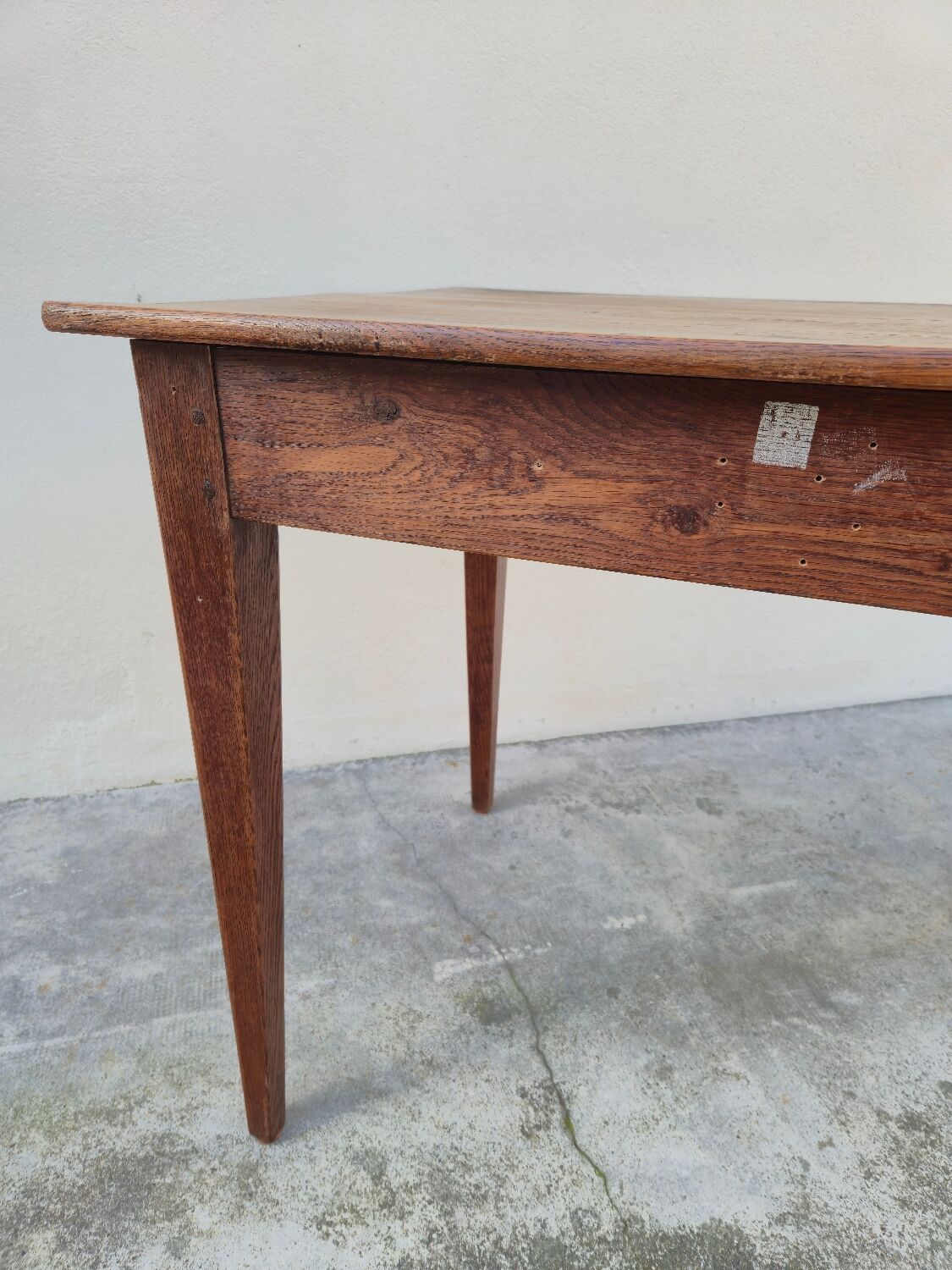 Antique rustic farmhouse table in solid oak, circa 1900s - 84cm