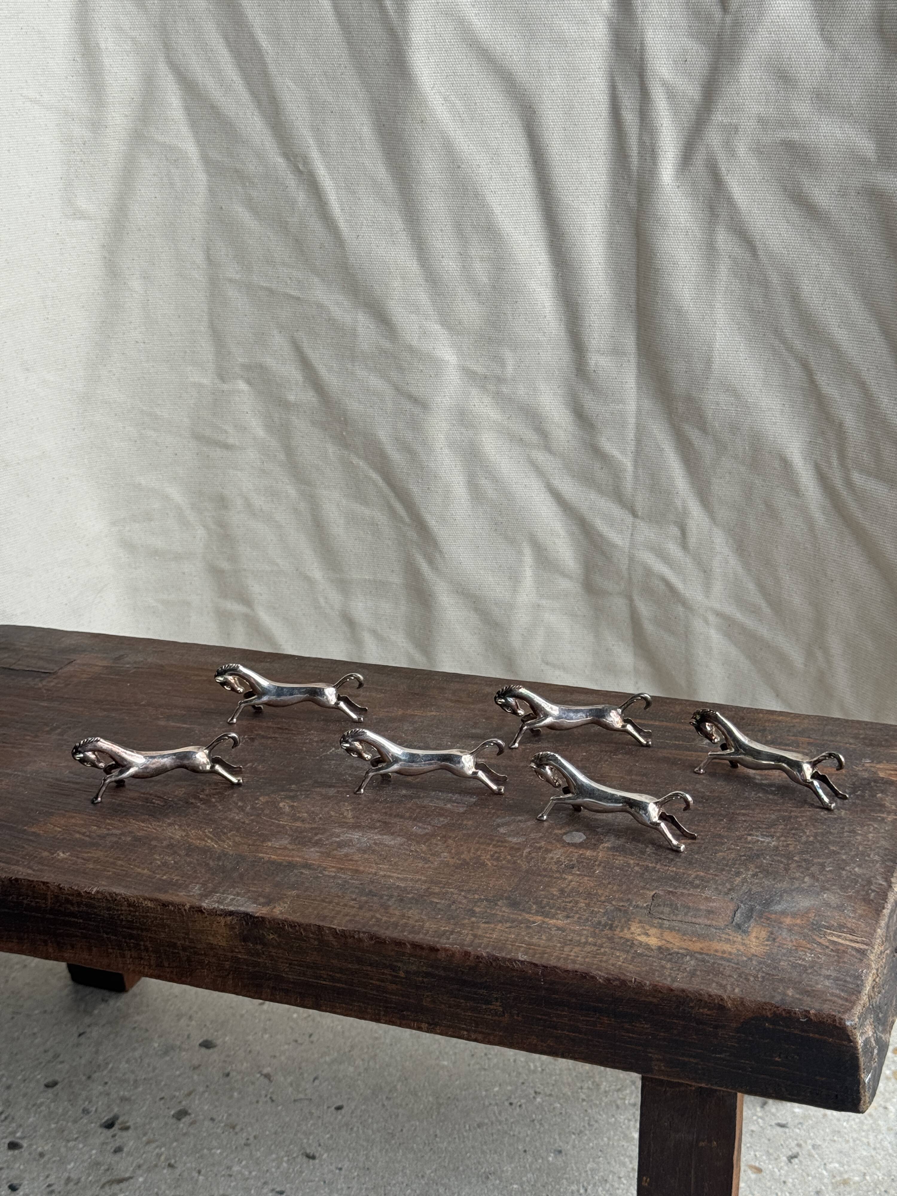 Set of 6 silver-plated horse knife rests L8 H2
