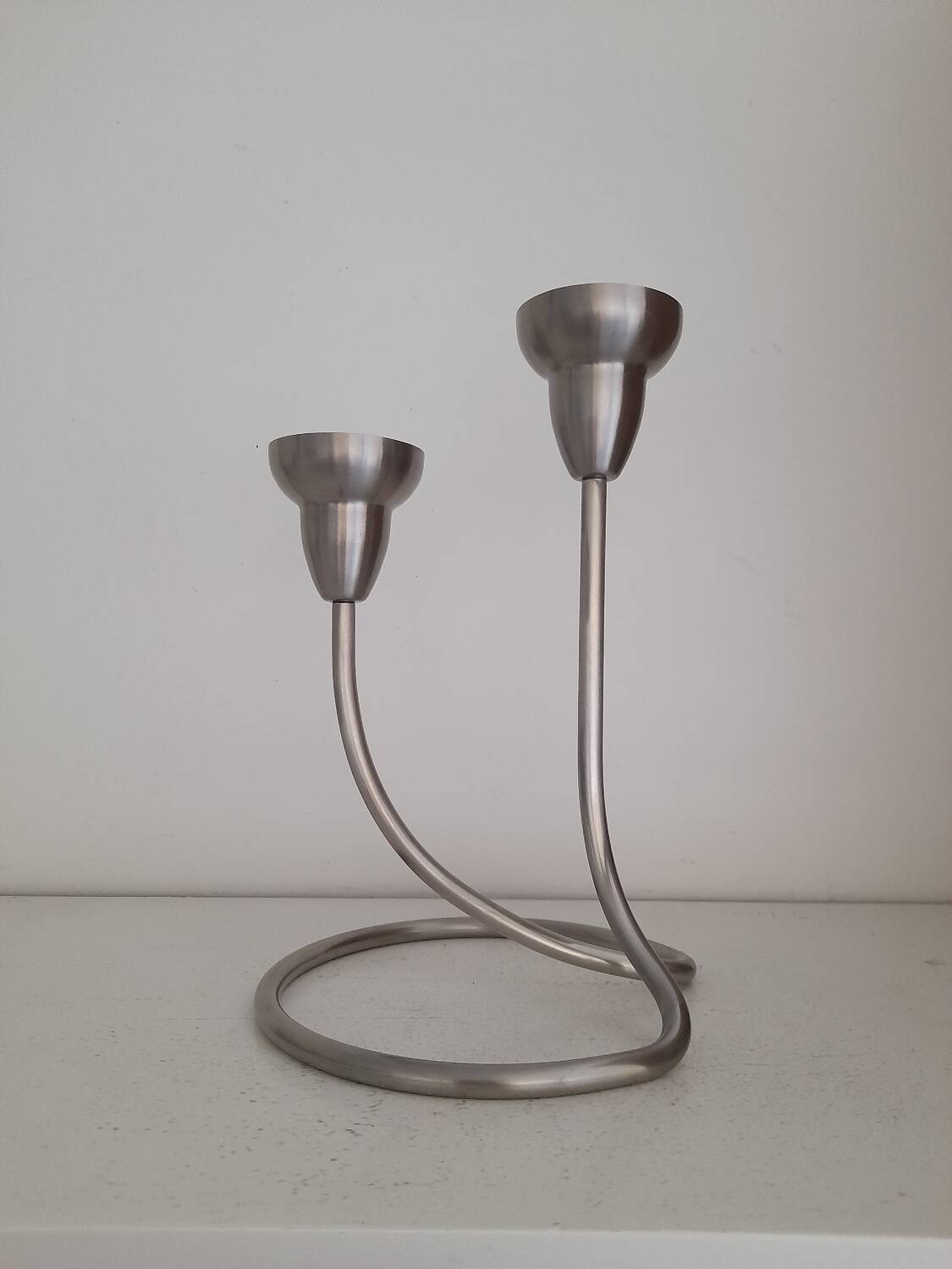 Georg Jensen brushed stainless steel candlestick