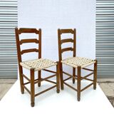 Pair of rustic wooden chairs