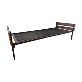 Lit 1 place, daybed en métal et teck Dico Holland, 1960