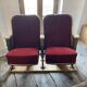 Burgundy velvet folding seat
