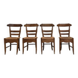 4 old rustic straw chairs