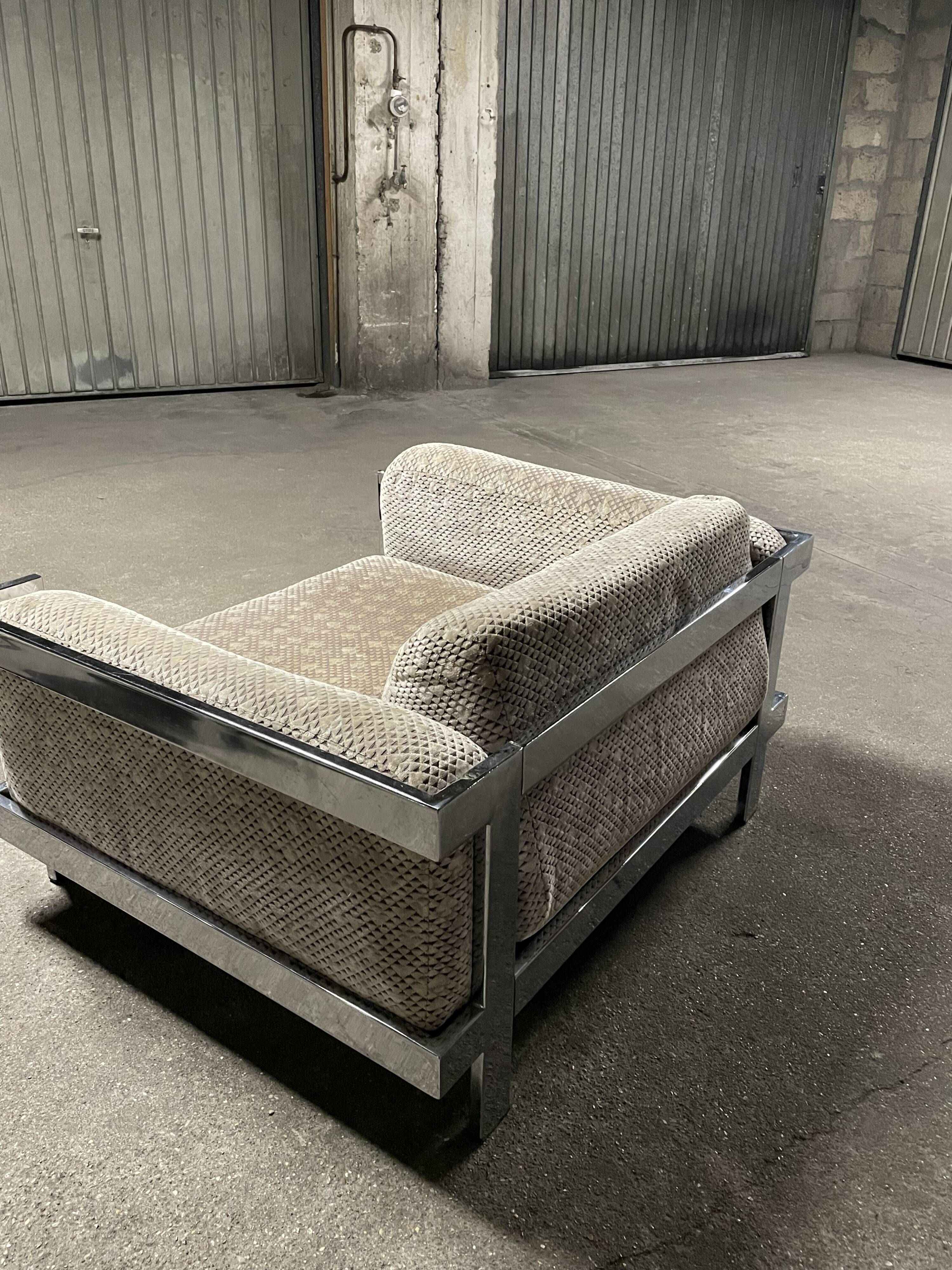 Chrome armchair in the style of Willy Rizzo