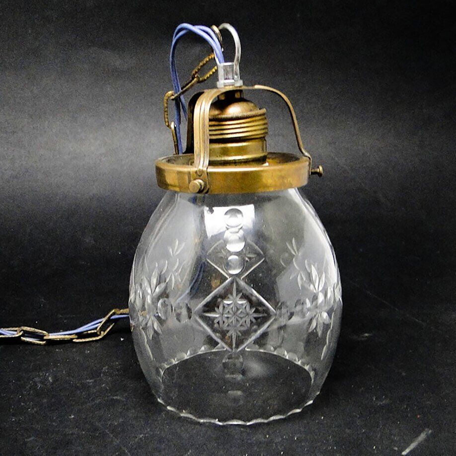 Art Deco crystal pendant lamp, Poland, 1950s