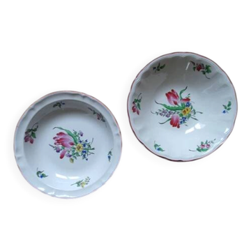 KG LUNEVILLE "Reverb" Salad bowl and deep dish earthenware hand-painted flowers