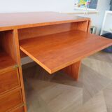 Elegant, functional Gautier desk - Large drop-leaf top - 2 drawers - Sliding shelf - 1990s