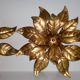 Pair of Florentine Wall Lamps / Ceiling Lights Golden Metal Leaves