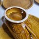 Gien earthenware fish service, 6 plates and a sauce boat, 25 cm