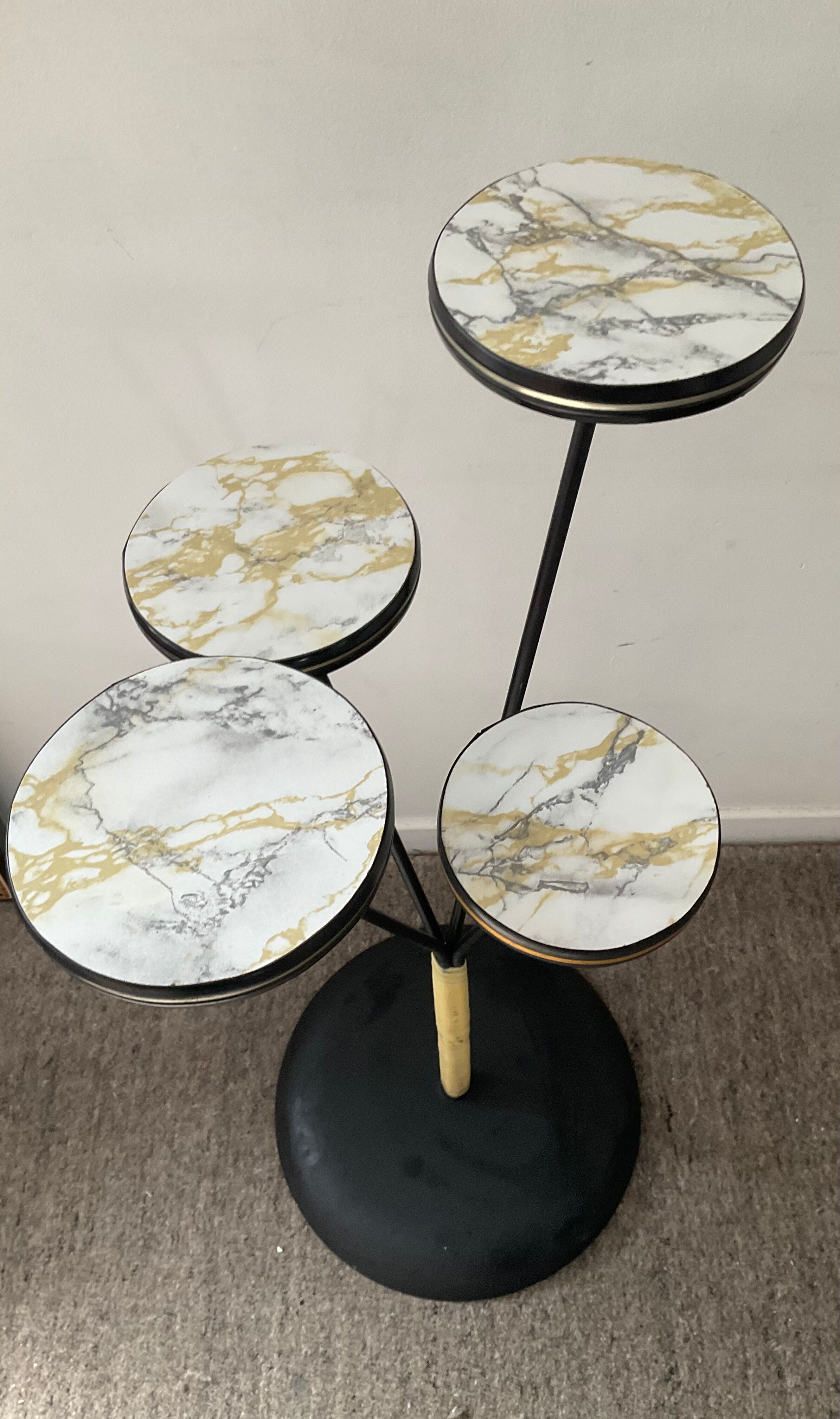 Vintage plant holder from the 60s and 70s in formica and metal