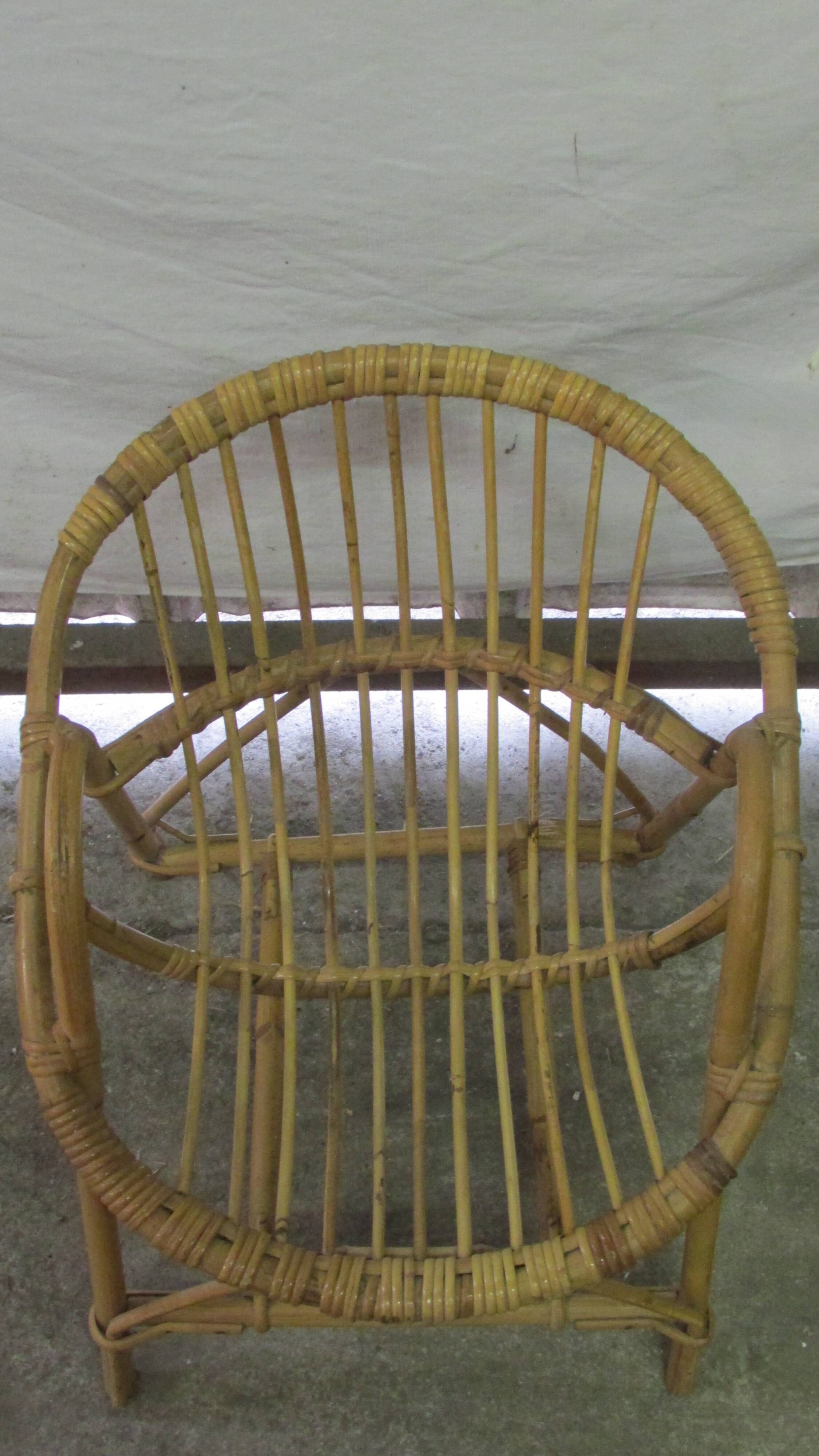 Children's rattan/bamboo shell armchair