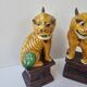 Porcelain Sculpture Pair of Chinese Foo Dogs (Sancai)