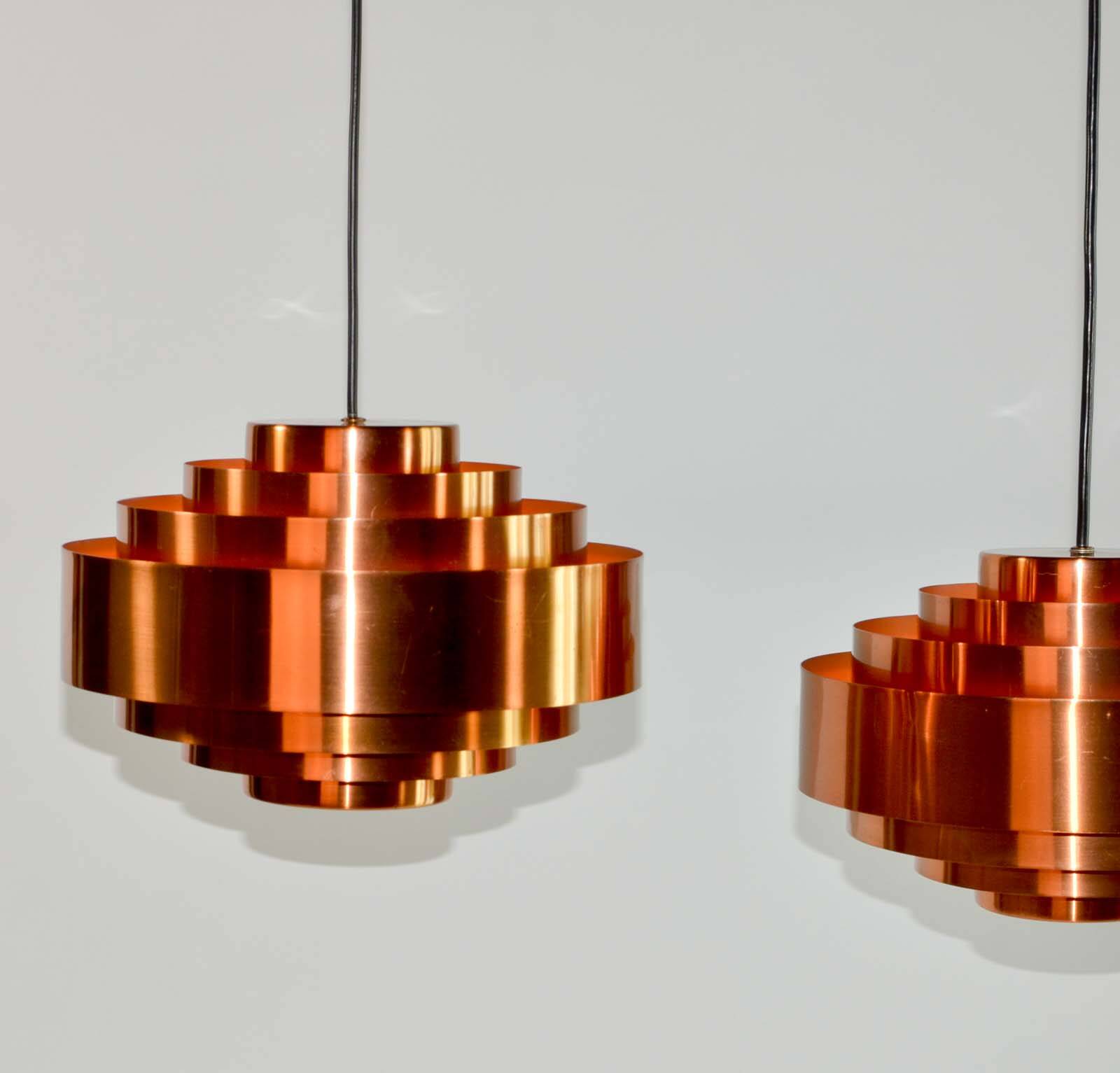 Pair of Midcentury Copper Pendants by Jo Hammerborg for Fog & Mørup, 1960s