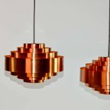 Pair of Midcentury Copper Pendants by Jo Hammerborg for Fog & Mørup, 1960s