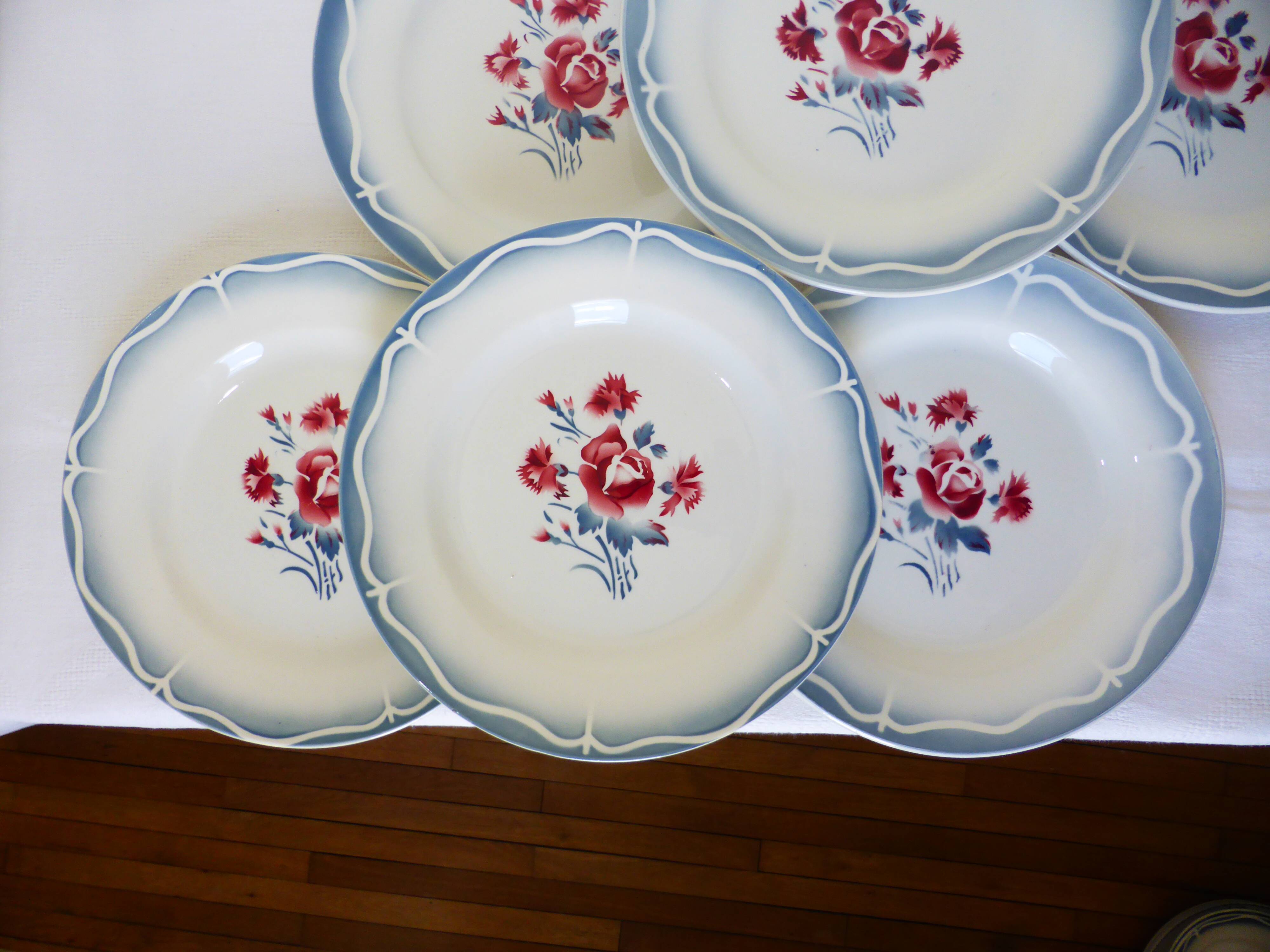 6 assiettes plates de Digoin Sarreguemines modèle Nina Rosa 210419